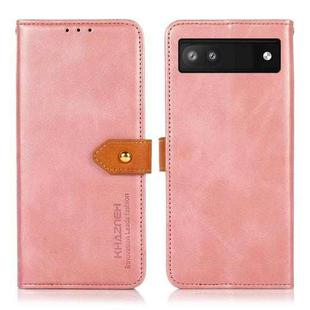 For Google Pixel 7a KHAZNEH Dual-color Cowhide Texture Flip Leather Phone Case(Rose Gold)