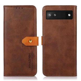 For Google Pixel 7a KHAZNEH Dual-color Cowhide Texture Flip Leather Phone Case(Brown)