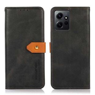 For Xiaomi Redmi Note 12 4G Global KHAZNEH Dual-color Cowhide Texture Flip Leather Phone Case(Black)
