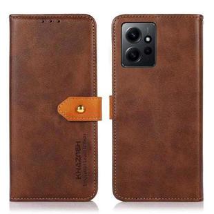 For Xiaomi Redmi Note 12 4G Global KHAZNEH Dual-color Cowhide Texture Flip Leather Phone Case(Brown)