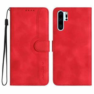 For Huawei P30 Pro Heart Pattern Skin Feel Leather Phone Case(Red)
