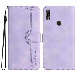 For Huawei Y6 2019 Heart Pattern Skin Feel Leather Phone Case(Purple)