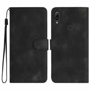 For Huawei Y6 2019 Heart Pattern Skin Feel Leather Phone Case(Black)