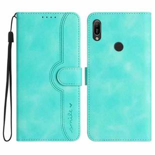 For Huawei Y6 2019 Heart Pattern Skin Feel Leather Phone Case(Light Blue)