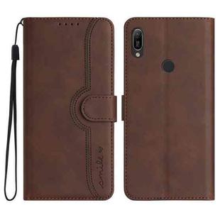For Huawei Y6 2019 Heart Pattern Skin Feel Leather Phone Case(Brown)