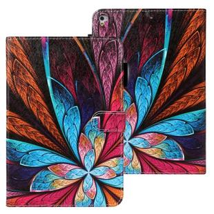 For iPad Air Cross Texture Painted Horizontal  Leather Case with Sleep / Wake-up Function & Card Slot & Holder & Wallet(Colorful Flower)