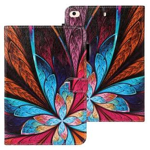 For iPad Mini / 5 / 4 / 3 / 2 /1 Cross Texture Painted Horizontal  Leather Case with Sleep / Wake-up Function & Card Slot & Holder & Wallet(Colorful Flower)