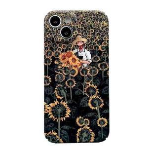 For iPhone 14 Precise Hole Glossy PC Phone Case(Sunflower)