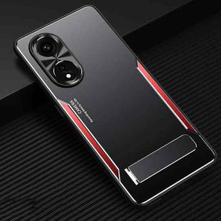 For OPPO A1 Pro / A98 Blade Series TPU + Titanium Alloy Phone Case with Holder(Black Red)