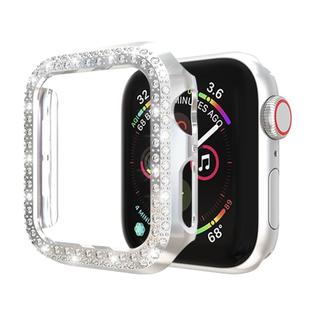For Apple Watch Series 5 & 4 44mm Double Row Diamonds PC Protective Case(Silver)