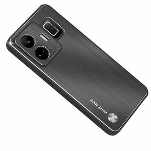 For Realme GT Neo 5 Metal Brushed Texture Shockproof Phone Case(Black)