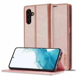 For Samsung Galaxy A34 5G LC.IMEEKE Strong Magnetism Ultra-thin Matte Leather Phone Case(Rose Gold)