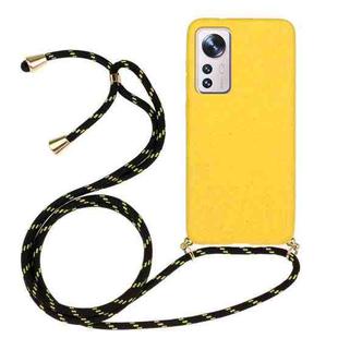 For Xiaomi 12 / 12X Wheat Straw Material + TPU Phone Case with Lanyard(Yellow)
