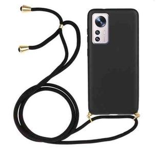 For Xiaomi 12 / 12X Wheat Straw Material + TPU Phone Case with Lanyard(Black)