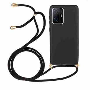 For Xiaomi 11T / 11T Pro Wheat Straw Material + TPU Phone Case with Lanyard(Black)