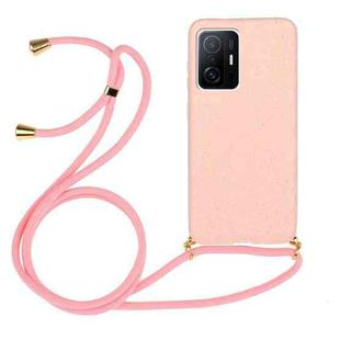 For Xiaomi 11T / 11T Pro Wheat Straw Material + TPU Phone Case with Lanyard(Pink)