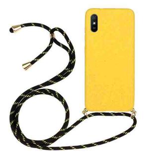For Xiaomi Redmi 9A Wheat Straw Material + TPU Phone Case with Lanyard(Yellow)