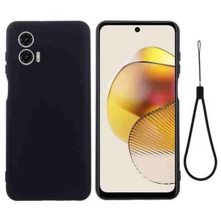 For Motorola Moto G73 Pure Color Liquid Silicone Shockproof Phone Case(Black)