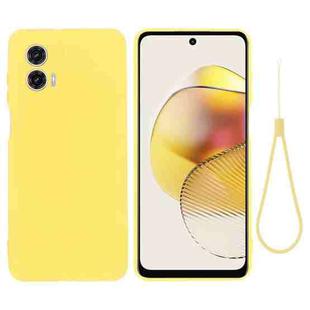 For Motorola Moto G73 Pure Color Liquid Silicone Shockproof Phone Case(Yellow)