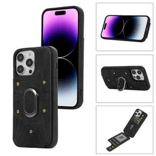 For iPhone 14 Pro Armor Ring Wallet Back Cover Phone Case(Black)