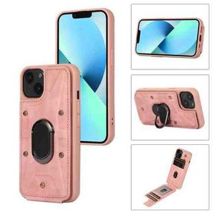 For iPhone 14 Plus Armor Ring Wallet Back Cover Phone Case(Pink)