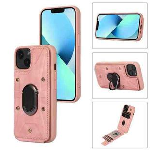 For iPhone 13 Armor Ring Wallet Back Cover Phone Case(Pink)