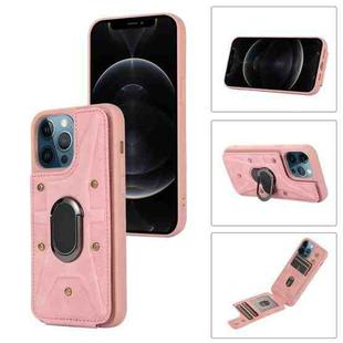 For iPhone 12 Pro Max Armor Ring Wallet Back Cover Phone Case(Pink)