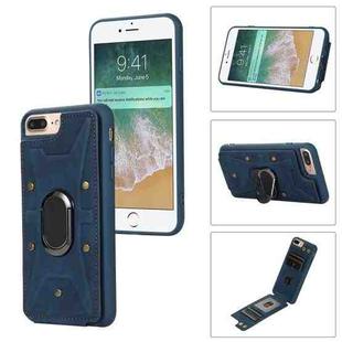 For iPhone SE 2022 / 2020 / 8 / 7 Armor Ring Wallet Back Cover Phone Case(Blue)