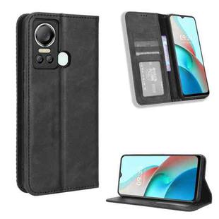 For Itel S18 S663L Magnetic Buckle Retro Texture Leather Phone Case(Black)