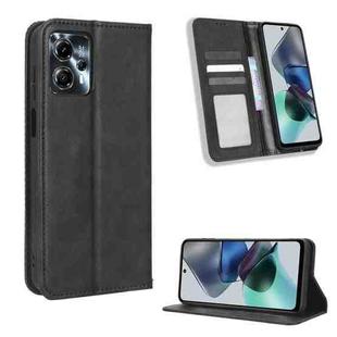 For Motorola Moto G13 / G23 4G Magnetic Buckle Retro Texture Leather Phone Case(Black)
