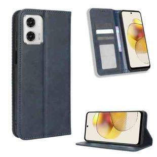 For Motorola Moto G73 5G Magnetic Buckle Retro Texture Leather Phone Case(Blue)