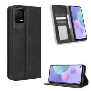 For TCL 408 Magnetic Buckle Retro Texture Leather Phone Case(Black)