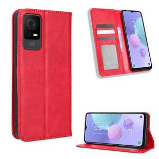 For TCL 408 Magnetic Buckle Retro Texture Leather Phone Case(Red)