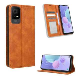 For TCL 408 Magnetic Buckle Retro Texture Leather Phone Case(Brown)