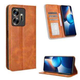 For Infinix Zero 20 X6821 Magnetic Buckle Retro Texture Leather Phone Case(Brown)