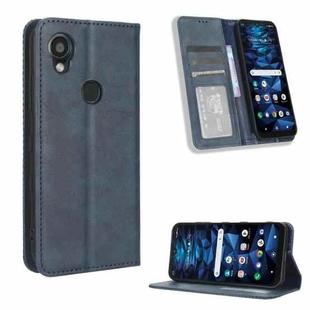 For Kyocera Digno SX3 KYG02 Magnetic Buckle Retro Texture Leather Phone Case(Blue)