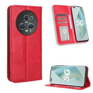 For Honor Magic5 Pro Magnetic Buckle Retro Texture Leather Phone Case(Red)