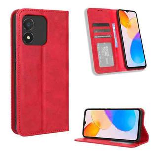 For Honor X5 Magnetic Buckle Retro Texture Leather Phone Case(Red)