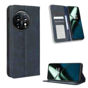 For OnePlus 11R / Ace 2 Magnetic Buckle Retro Texture Leather Phone Case(Blue)