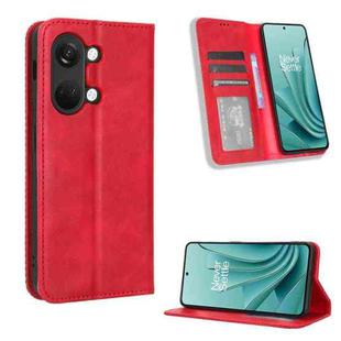 For OnePlus Ace 2V Magnetic Buckle Retro Texture Leather Phone Case(Red)