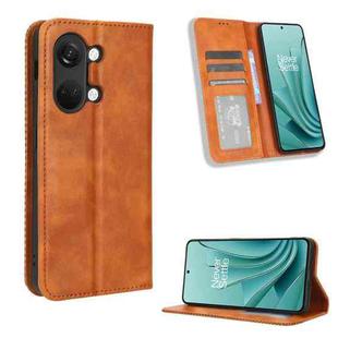 For OnePlus Ace 2V Magnetic Buckle Retro Texture Leather Phone Case(Brown)