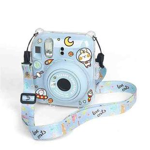 For FUJIFILM instax mini 12 Crystal Hard Acrylic Camera Case with Shoulder Strap(DIY Blue Cat)