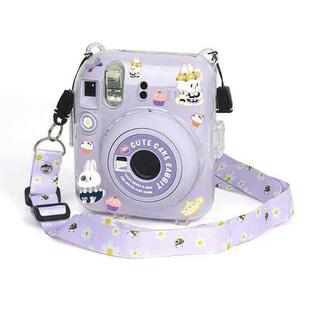 For FUJIFILM instax mini 12 Crystal Hard Acrylic Camera Case with Shoulder Strap(DIY Purple Daisies)