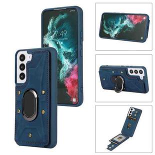 For Samsung Galaxy S23 5G Armor Ring Wallet Back Cover Phone Case(Blue)