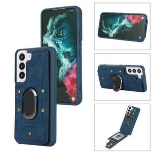 For Samsung Galaxy S22+ 5G Armor Ring Wallet Back Cover Phone Case(Blue)