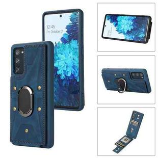 For Samsung Galaxy S20 FE Armor Ring Wallet Back Cover Phone Case(Blue)