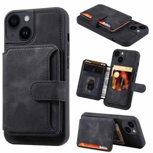 For iPhone 14 Skin Feel Dream Anti-theft Brush Shockproof Portable Skin Card Bag Phone Case(Black)