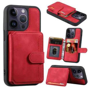 For iPhone 14 Pro Skin Feel Dream Anti-theft Brush Shockproof Portable Skin Card Bag Phone Case(Red)