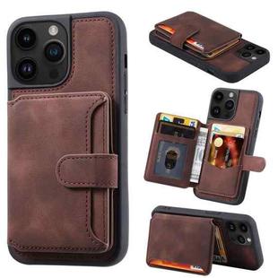 For iPhone 14 Pro Max Skin Feel Dream Anti-theft Brush Shockproof Portable Skin Card Bag Phone Case(Coffee)