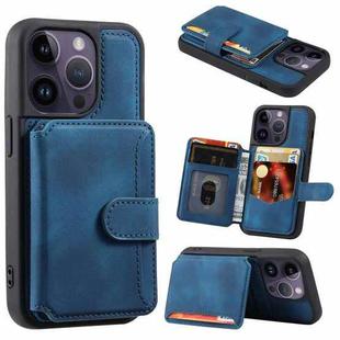 For iPhone 12/12 Pro Skin Feel Dream Anti-theft Brush Shockproof Portable Skin Card Bag Phone Case(Peacock Blue)